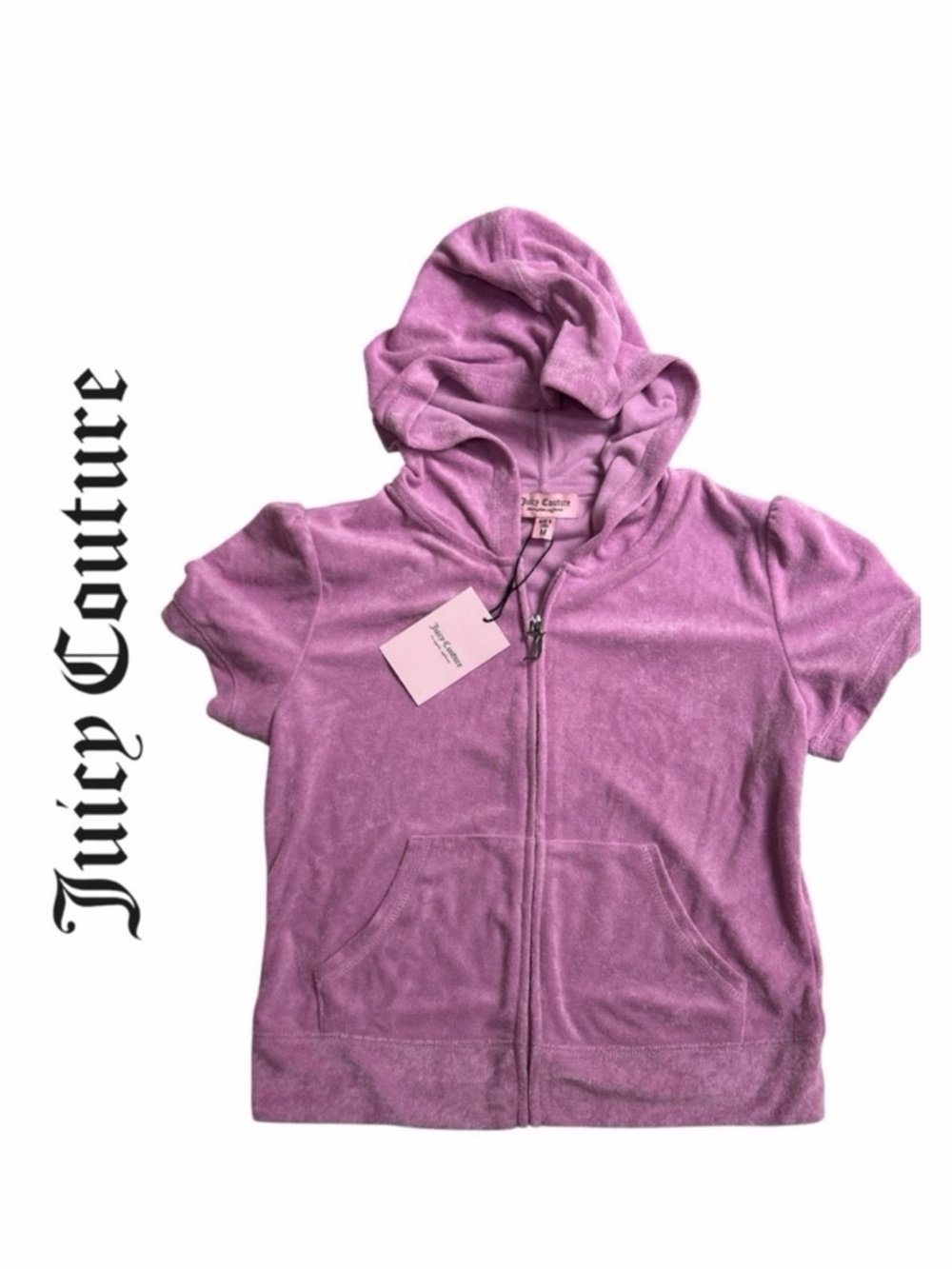 Juicy Couture Short‎ Sleeve Dewberry Zip Front Terry Hoodie - Size M